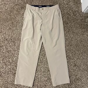 IZOD Golf Pants Mens 36x32 Khaki Stretch Flat Front Performance